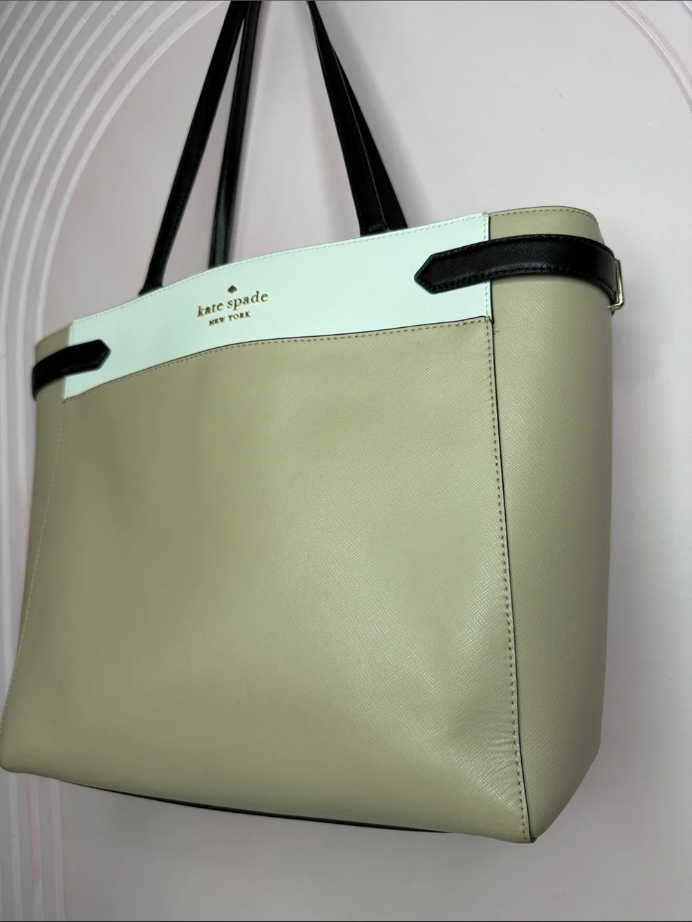 kate spade Beige, White & Black Colorblock Tote